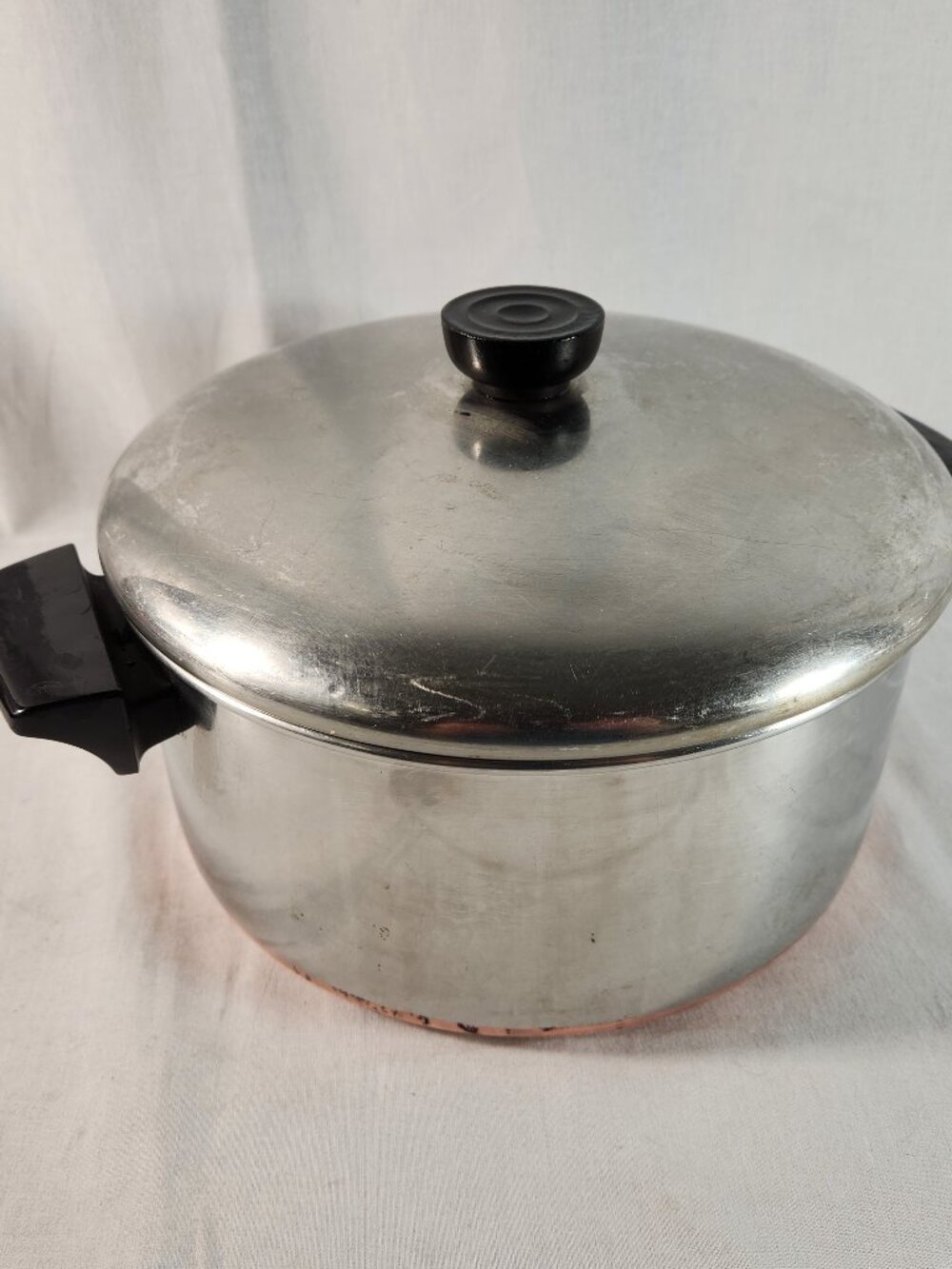 Vintage Revere Ware 1801 Copper Bottom 4 Qt Quart Stock Pot W/Lid Clinton FSTShp